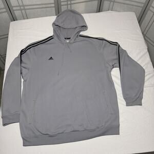 Men’s Big & Tall Adidas Gray Mesh 3 Stripe Hoodie - Size 3XL